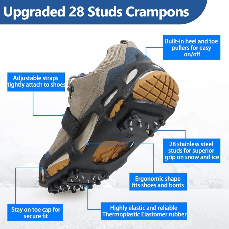 Ice Cleats for Shoes and Boots - 28 Studs Traction
