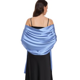 Fttyeiby Shawls and Wraps for Evening Dresses Satin Shawl Wraps for Women Wedding Formal Shawl Dusty Blue
