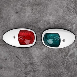 Kuuleyn Marine Navigation Light, 2-Piece Signal Lamp, Red, Green, Waterproof Boat Navigation Light, DC12 V, 3 W (White)