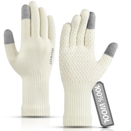 Rahhint Merino Wool Thermal Winter Gloves for Men Women, Touch Screen Gloves Anti-Slip Gloves with Napping Lining Keep Hand Warm Soft Gift