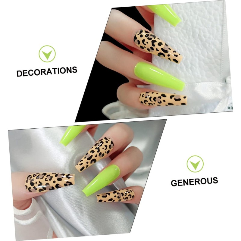 FOMIYES Artificial False Nails 24pcs Full Nail Wraps Solid Leopard