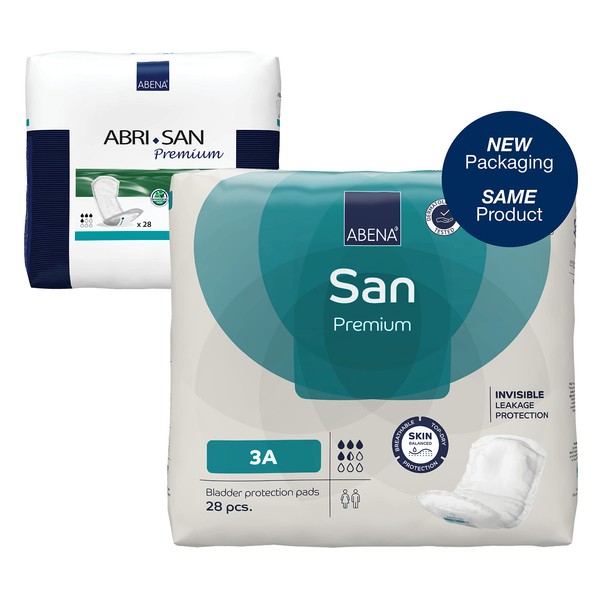 Abena San Premium Incontinence Pads, Light Absorbency, (Sizes 1 to 3A), Size 3A, 196 Count