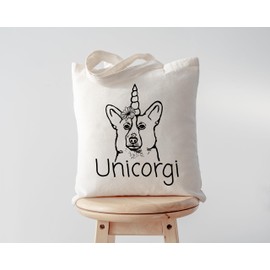 Pet Studio Art Dog Tote Bag, Corgi Unicorgi, casual
