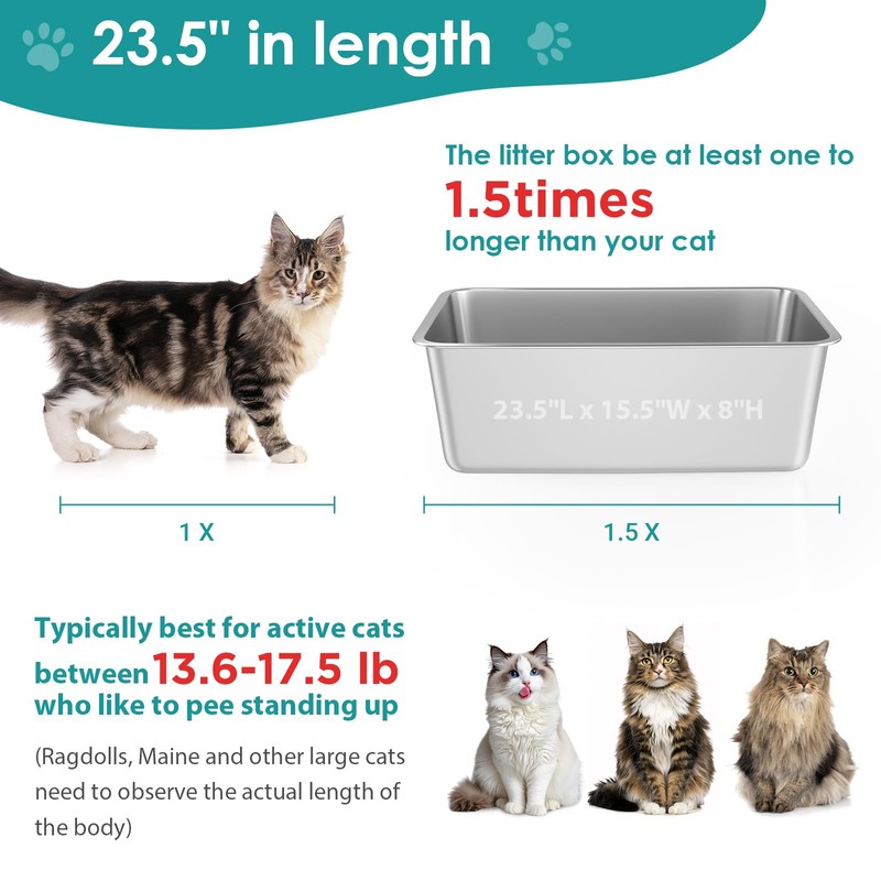 IKITCHEN Stainless Steel Cat Litter Box, Large Metal Litter Box
