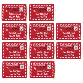 20x12 10pcs Christmas Santa Letter Envelope Felt Santa Envelopes Letter To Santa Claus Red Felt Xmas Candy Bag Money Card Holders Christmas Tree Hanging Decor 5 Cm