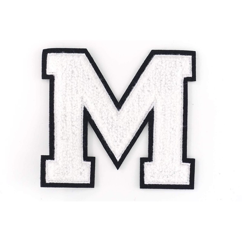Terry towelling letter A-Z, white, black, 9.5 cm high, Varsity