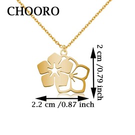 CHOORO Sakura Flower Necklace Cherry Blossoms Pendant Necklace Japanese Flower Sakura Pendant Gift (Sakura Flower N-CA)