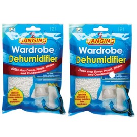 Hanging Dehumidifier for Closets x 2, Effortlessly Combats Excess Humidity and Prevents Musty Smells, Mold, and Mildew