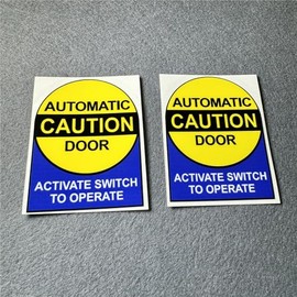 Horayten Car Stickers Automatic Door Caution Activate Switch to Operate Tape for Auto Motor Window Tail Appliques 2PCS 80x62mm, HRT5285
