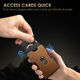 QLD Ultra-Slim Money Clip Wallet for Men, Aluminum Pop up Card Holder Mens Wallet, RFID Protection Minimalist Metal Wallets Billeteras de Hombres Gifts for Men Dad Husband Boyfriend ﻿