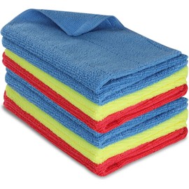 normani 6/12 Microfibre Cloths – Cleaning Cloth, 40 x 30 cm, Premium Quality for Home, Kitchen, Bathroom, Car and Rims! Cleaning Cloths, Lint-Free and Streak-Free Colour Blue/Yellow/Red, Size Set of 6