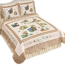 Collections Etc Cat Collage and Paw Print Border Polyester Quilt