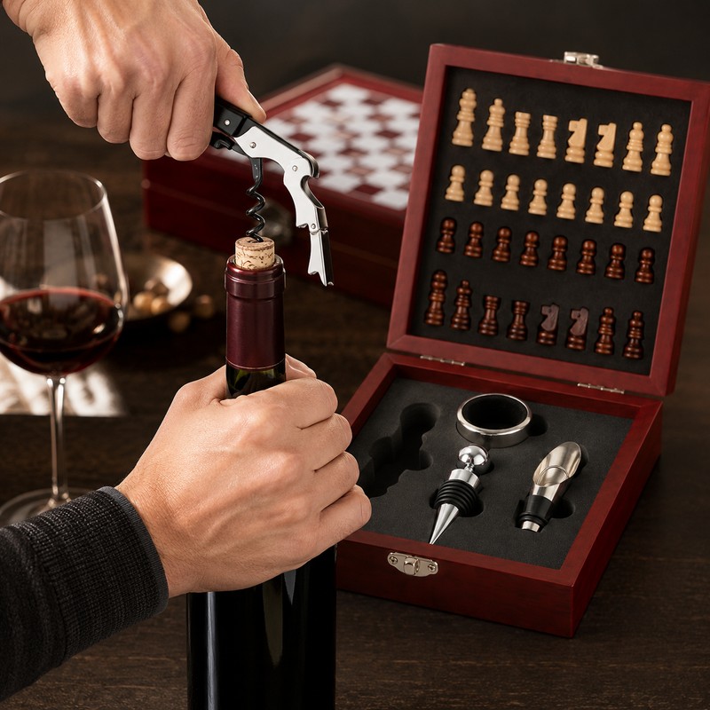 4-Piece Wine Accessories Set for Home Entertaining - Chessboard Wine