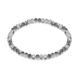 EUMENIDES Natural Crystal Stone Bracelet, 4MM, Elastic Band, Natural Gemstones, (White Jade Purple)