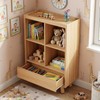 YOSHOOT 4 Cube Bookshelf with 1 Drawer - 21.7" Wood