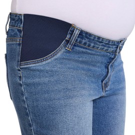 Motherhood Maternity Women's Under The Belly Wide Leg Crop Pregnancy Jeans with Elastic Inset Panels, Echo Wash