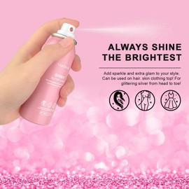 Body Glitter Spray, Glitter Spray for Hair and Body,Face Glitter Makeup Body Shimmer Spray Powder，Lightweight High Pigmented Quick Dry Long-lasting Hair Glitter Music Party Rave Festival Accessories