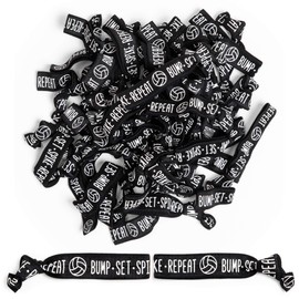 Volleyball Hair Ties, Bracelets, Elastics 'Bump - Set - Spike - Repeat' (50 Pack)
