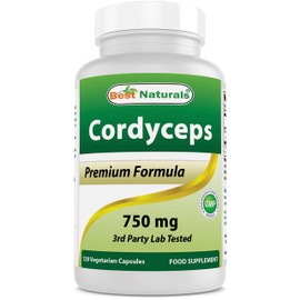 Best Naturals Cordyceps Sinensis Mycelium Mushroom Powder 750 mg 120 Veggie Capsules