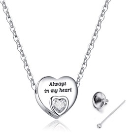 Heart Urn Necklaces for Ashes Birthstone Ashes Necklace "Always in My Heart" Cremation Jewelry Keepsake Memorial Necklace