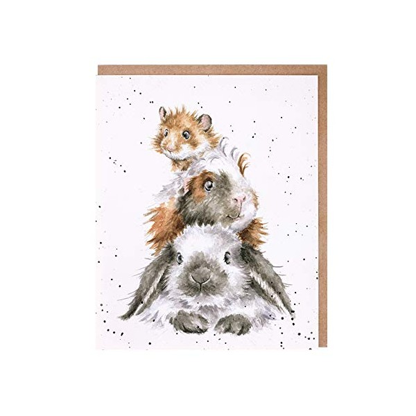 Wrendale Designs Greeting Card - PIGGY IN THE MIDDLE (Guinea Pig)