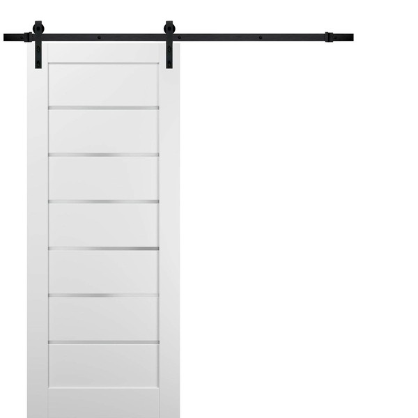 Sliding Barn Door with Hardware | Quadro 4117 White Silk with Frosted Opaque Glass | Sample of Color