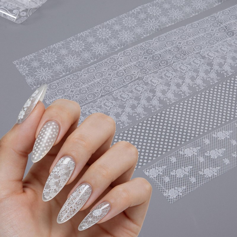 20 Rolls Black White Lace Foil for Nails Lace Nail