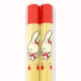 Chopsticks, Seiwa Hexagonal Intelligence Spatula, Popo and Mimi, Children's Chopsticks (5.5 inches (14 cm) (3 Years Old), Red)