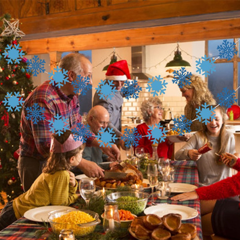 Snowflake Banner Snowflake Garland Blue Snowflake Decorations Hanging Snowflake Decorations Winter