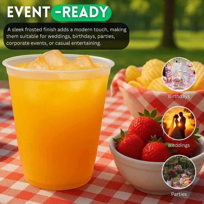 Concession Essentials – 12oz Frost Flex Plastic Cups – Shatterproof