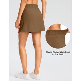 Viodia Golf Skirts for Women with Shorts High Waisted Tennis Skorts with 4 Pockets Lightweight Athletic Skort, Dark Brown, X-Small