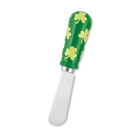Supreme Housewares Cheese and Butter Spreader Knives St Patrick's Day Decor 4-Piece Hand Painted Resin Handle with Stainless Steel Blade Multipurpose Cheese Spreader set (Shamrocks)