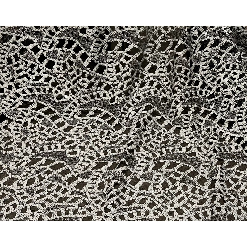 wowfabric4less123 White Silver Black1wayStret