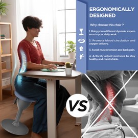 Adjustable Standing Desk Chair, Ergonomic Wobble Stool Standing Desk Stool, Encourage Good Posture, Height Adjustable Stool 19-35", Non-Slip Base, Active Chairs for Adults