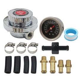 LVOUP LVOUP Manual Adjustable 1-5 PSI Fuel Pressure Regulator Carburetor Carb Fuel Pump Kit with 0-15 PSI Pressure Gauge and Fuel Block