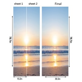 Door Sticker - FLFK 3D Door Mural Peel and Stick, Removable Self-Adhesive Ocean Door Wallpaper for Home Decor, 30.3 "W x 78.7 "L, Set of 2 Sheets