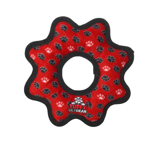 TUFFY Ultimate Gear Ring, Durable Dog Toy (Regular, Red Paw)