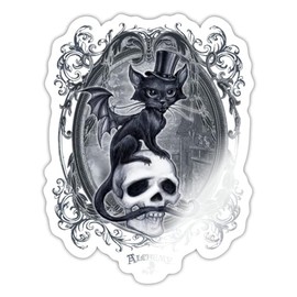 Spreadshirt Alchemy England Meowstopheles Vampire Cat Sticker, 10 x 10 cm, Glossy White