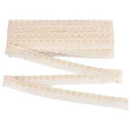 FINGERINSPIRE 15 Yards/13.7M Cotton Lace Trim 26mm Wide Beige Eyelet Lace Trim Embroidery Flower Cotton Lace Ribbon Wavy Edge Eyelet Lace Trim for Dresses Clothes Sewing DIY Crafts Making Decoration