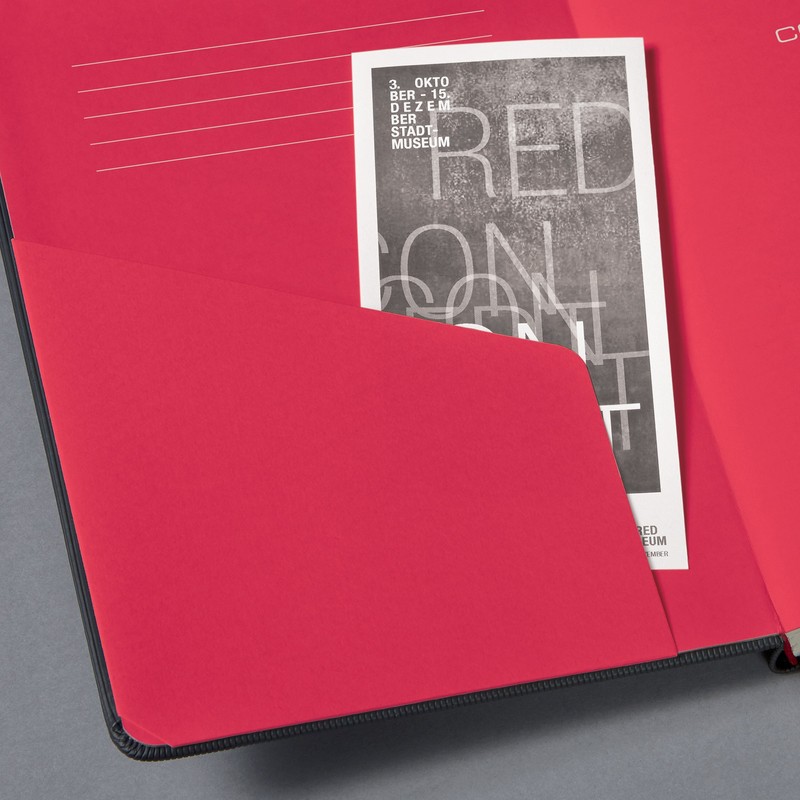 Sigel Hardcover Graph Notebook with Stylish Red Elastic Closure, Black,