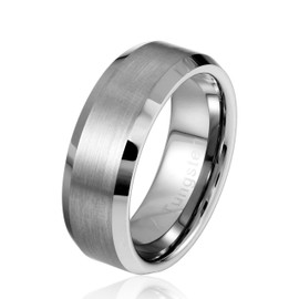 URBAN JEWELRY Solid Tungsten Silver Color Wedding Engagement Ring Band for Men (8)