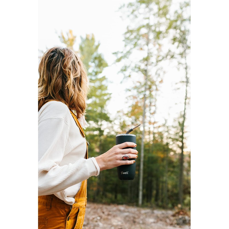 S'well Stainless Steel Tumbler with Slide-Open Lid, 18oz, Onyx, Triple