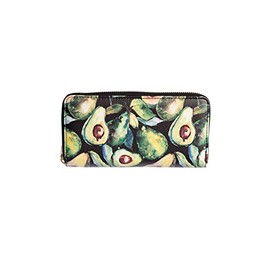 Lost Queen Women's Avocado Zip Around Wallet | 50s Vintage Print