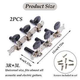 CHENNAN Pack of 2 Metallic Replacement Parts Guitar Tuning Pegs Classic 3R + 3L Guitar Machine Heads Buttons Tuning Pegs Tuner for Guitar Universal Size for Acoustic Guitars (Black)