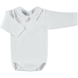 BABIDU Unisex Baby C.Polo Pique Bodysuit, White (White/Pink)