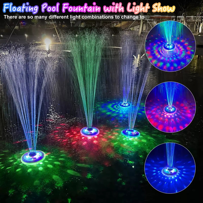 LanPool Floating Water Fountain with Underwater Lights, Rechargeable Battery Powered