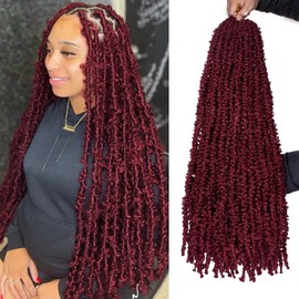 Leeven 24 Inch Butterfly Locs Crochet Hair Burgundy Light Weight Jumbo Crochet Butterfly Locs Hair for Black Women Distressed Locs Crochet Braids Hair Extensions Bug#