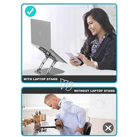 PHOCAR Soporte para Laptop con Ventilador, Base para Laptop de Aluminio Ventilación Silenciosa, Enfriador de Laptop Ergonómico y Ajustable Altura, Com