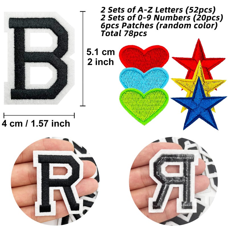 Jongdari Jongdari Iron On Letters and Numbers Patches for Clothing,