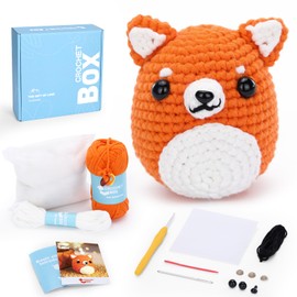 Crochet Kit for Beginners: Shiba Inu Crochet Kit, Animal Crochet Kit for Starter, Include Easy Knitting Soft Yarn, Step-by-Step Video Tutorial, Birthday Gift for Adults, Teens.